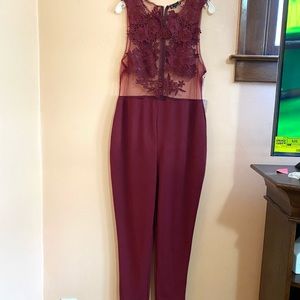 Iris Basic Pantsuit Romper Burgundy